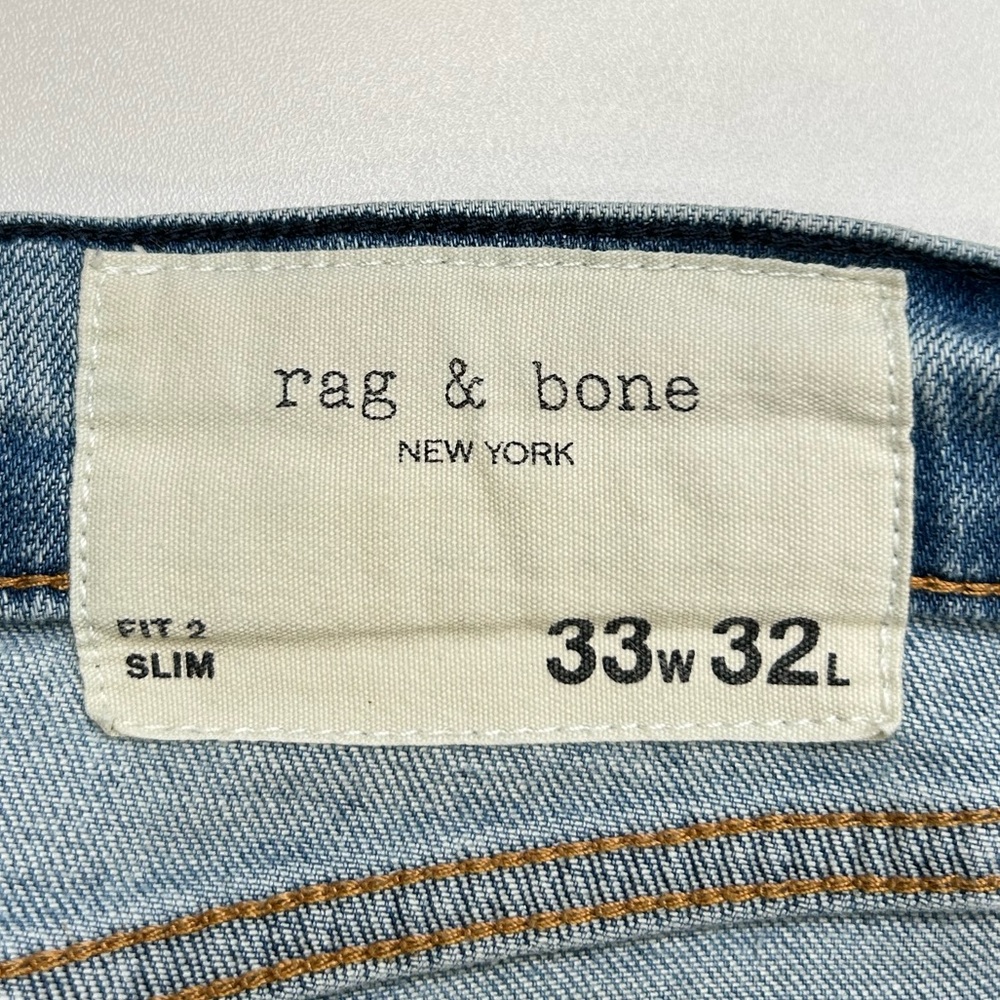 Rag & Bone Fit 2 Slim Fit Jeans 33x29 (Tag 33x32) Stretch Denim Straight Leg - Picture 13 of 14